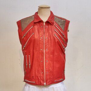 1980’s J.Park Collection Red Leather Zipper Jacket Michael Jackson BEAT IT